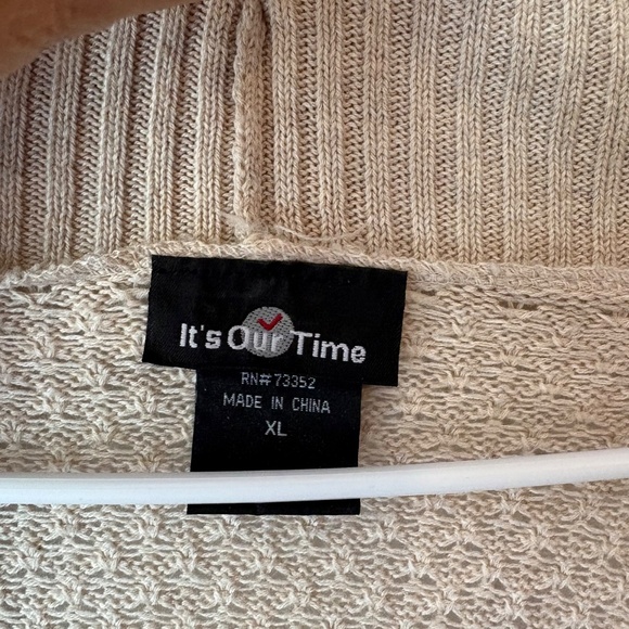 Women's Shawl Sweater, Tan Cardigan, Size XL, 3/4 Length Sleeve, It's Our Time - Picture 4 of 5
